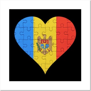 Moldovan Jigsaw Puzzle Heart Design - Gift for Moldovan With Moldova Roots Posters and Art